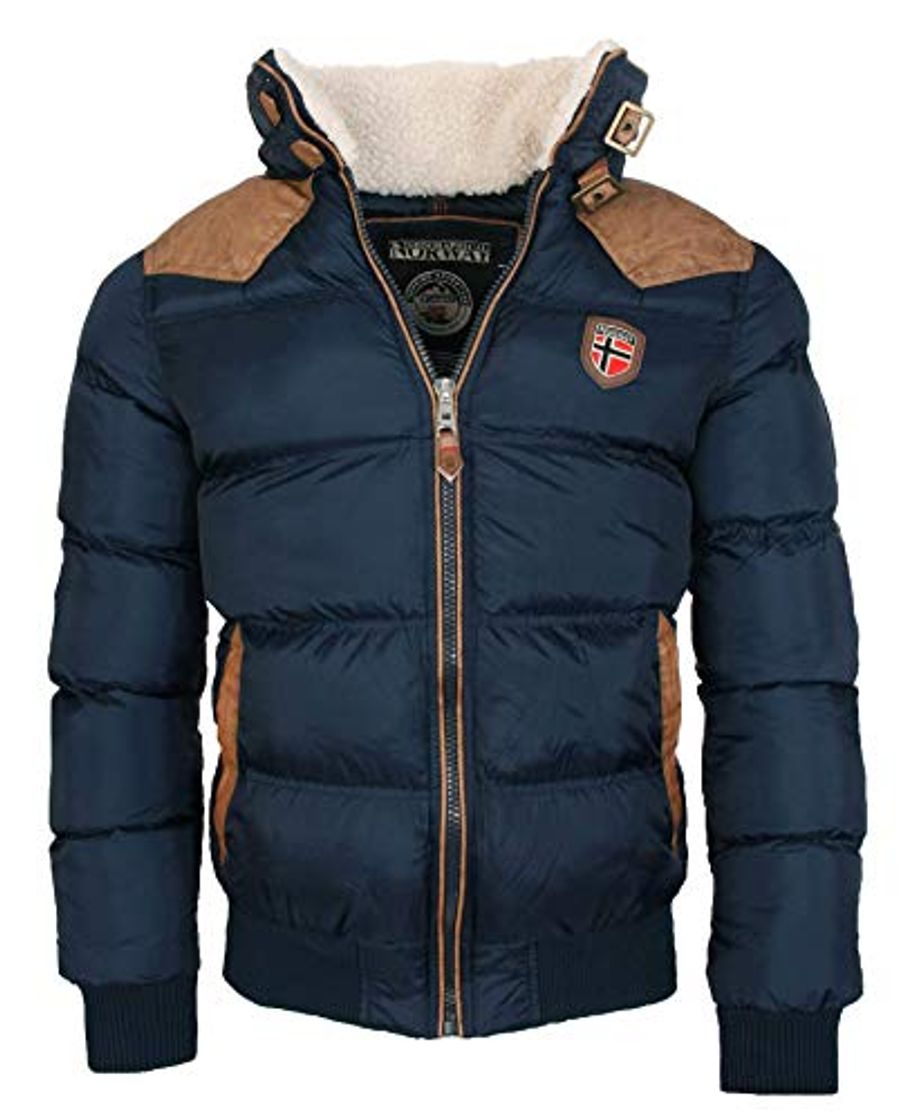Social Geographical Norway Cálida chaqueta de invierno acolchada para hombre azul marino XL