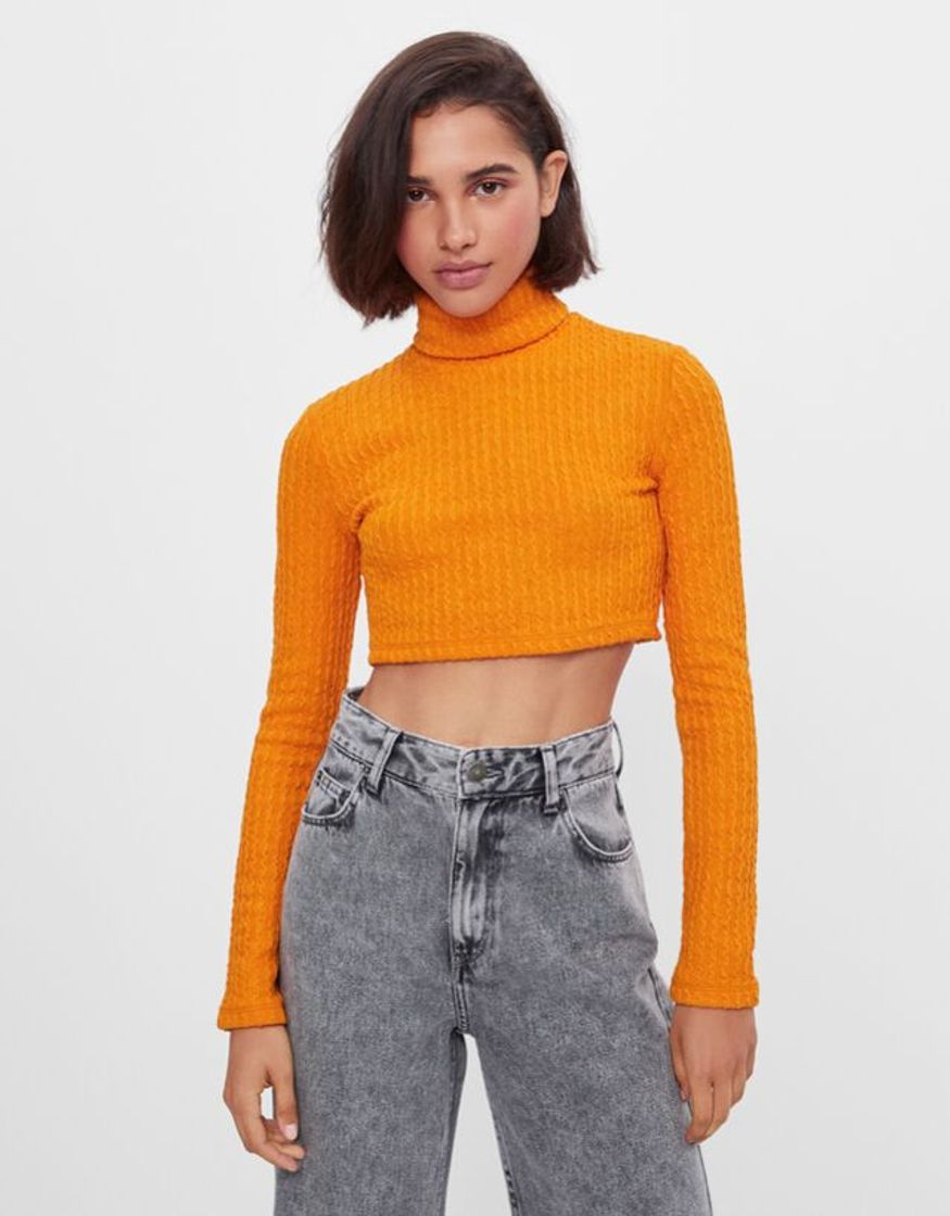 Fashion Jersey cropped cuello alto - Mujer