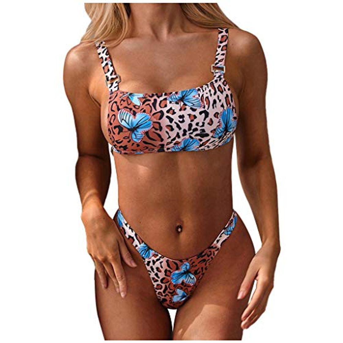 Fashion Bikini de Mujer，Bikini una Pieza Verano Floral Imprimir Sin Respaldo Playa de Baño para Mujer Ropa de Baño Deportivos Señora Bañador Sexy Biquinis Feminino 2020 Playa Traje de Baño Swimsuit