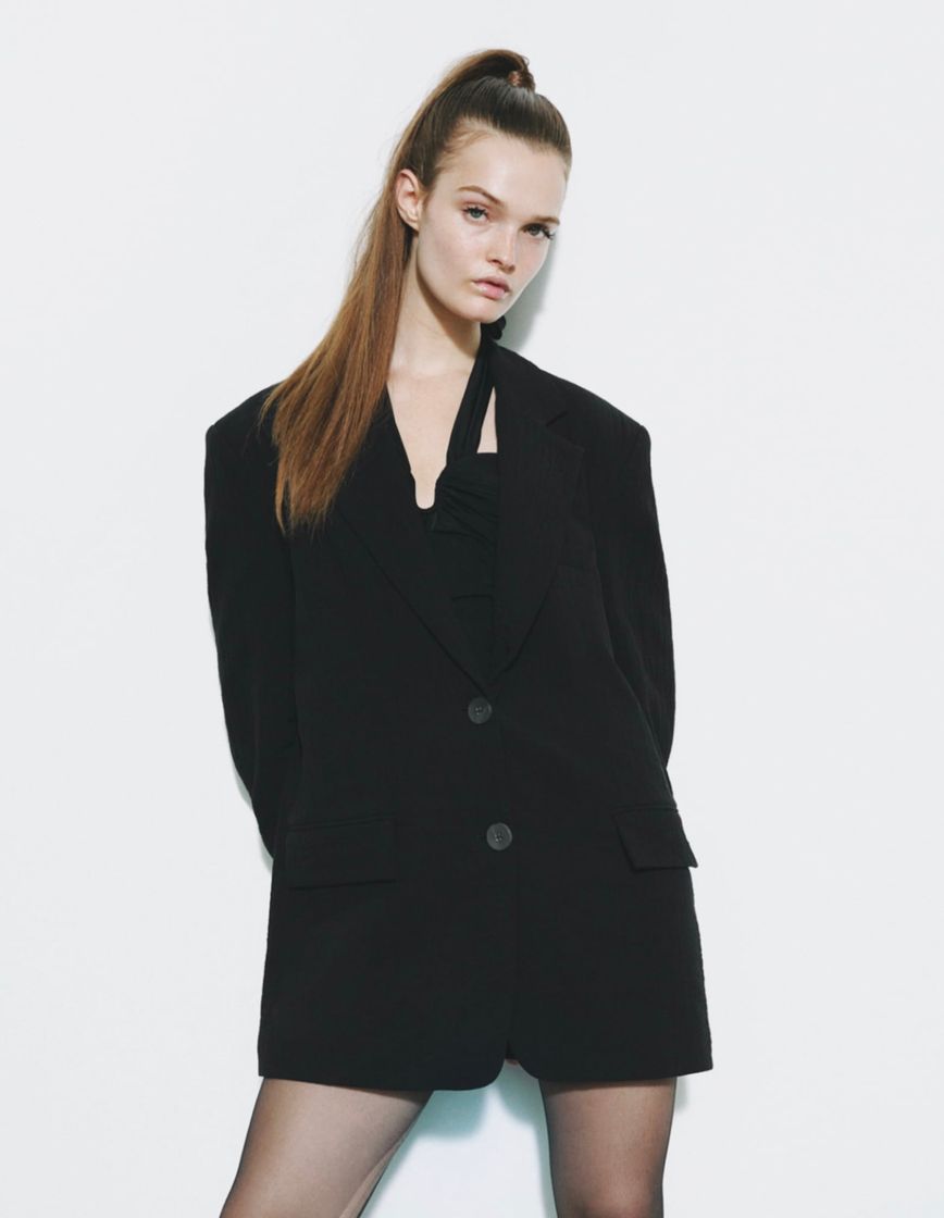Social Blazer negro largo oversized 