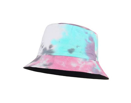 Cloudkids Sombrero Pescador Mujer Hombre Algodón Estampado Tie-Dye Plegable Bob Sombrero de