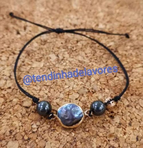 Pulseira con pérola e hematite