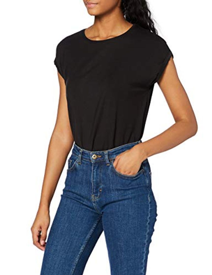 Moda VERO MODA Vmava Plain Ss Top Ga Noos, Camiseta para Mujer, Negro