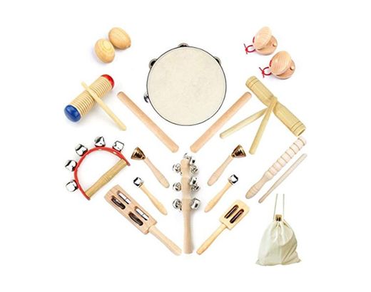 Ulifeme Instrumentos Musicales para Infantil, Niños y Bebe, 23pcs Instrumentos Musicales Madera,