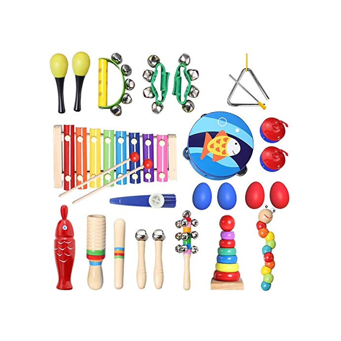 Product TOPERSUN Regalo del de Niño 28Pcs Juguetes Musicales Instrumentos Musicales Percusión Conjunto de Banda Pequeña