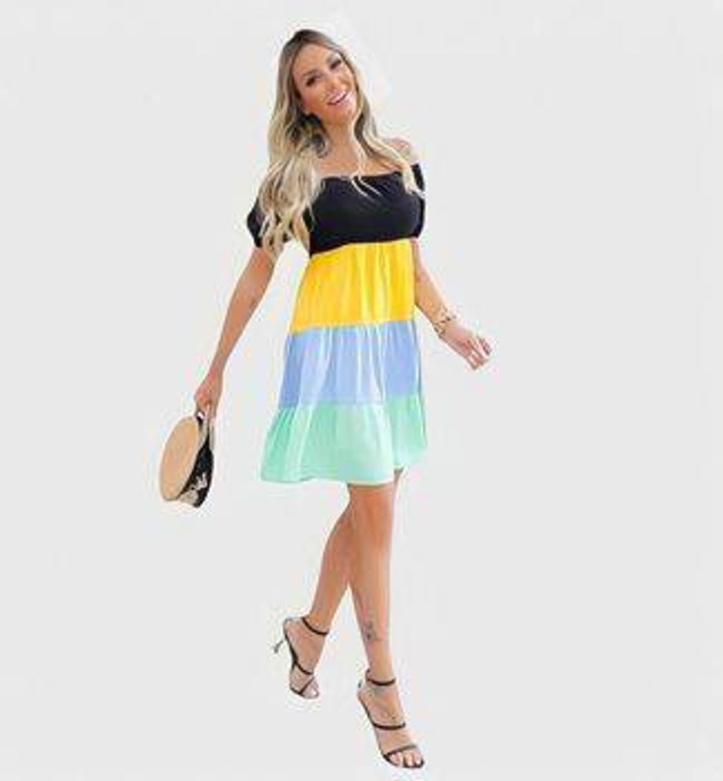 Moda Vestido Multicolor curto D Bell

