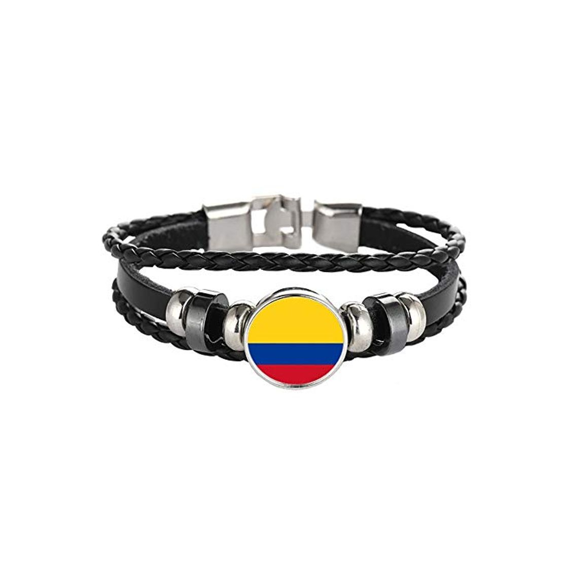 Fashion Wedare Souvenir Bandera de Colombia Pulsera Trenzada Cadena de Cuero Pulsera de