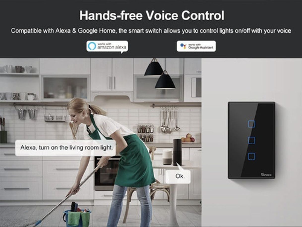 Social Sonoff T2 T3 US TX Smart Wifi Touch Interruptor de pared con