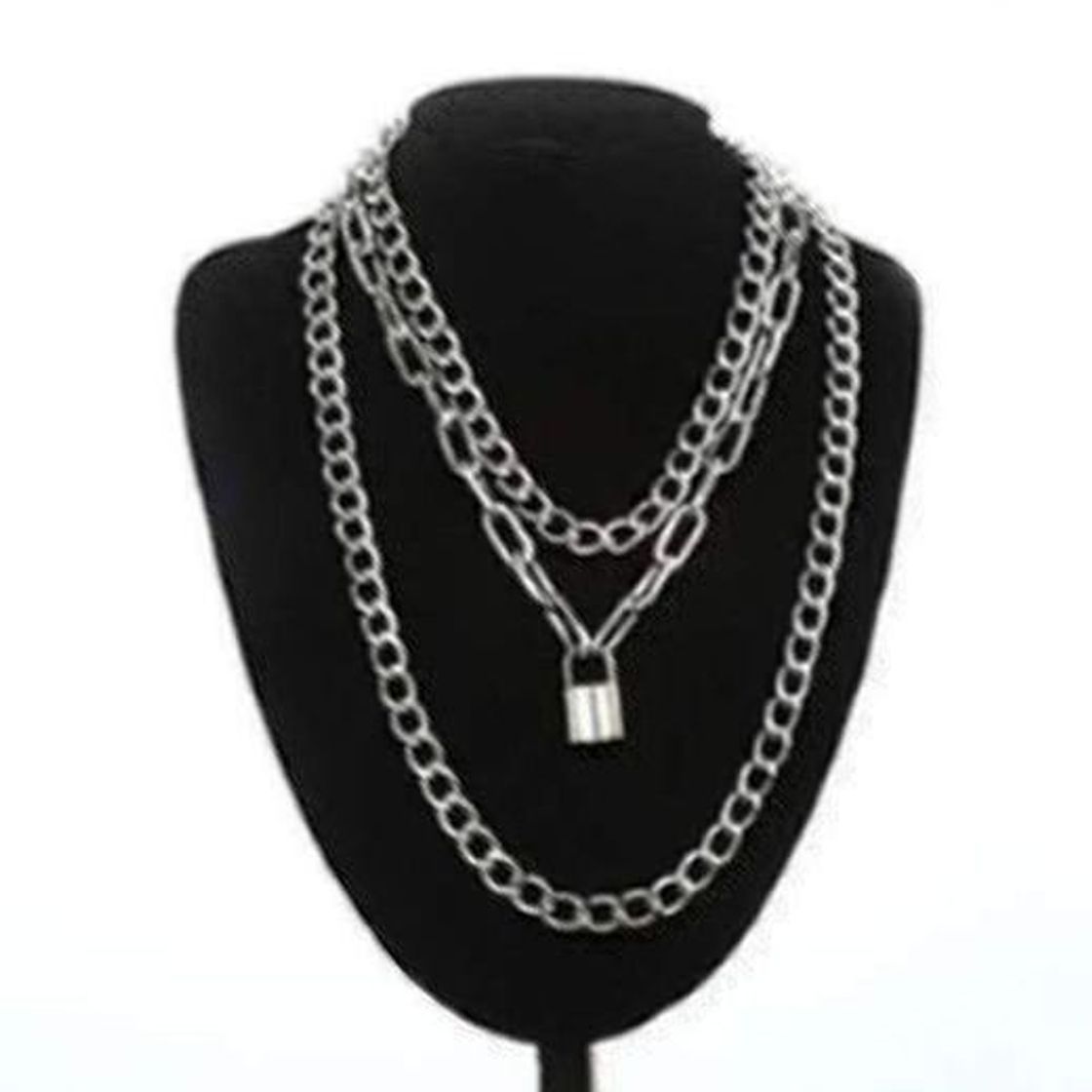 Social WDam Collar de Cadena de Bloqueo con Colgantes de candado