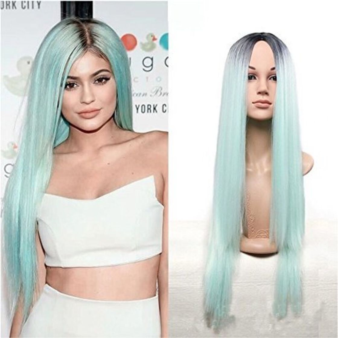 Beauty Royalvirgin Kylie Jenner - Peluca de fibra sintética de 26 pulgadas de