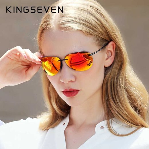 Kingseven óculos de sol sem aro tr90, óculos de sol 