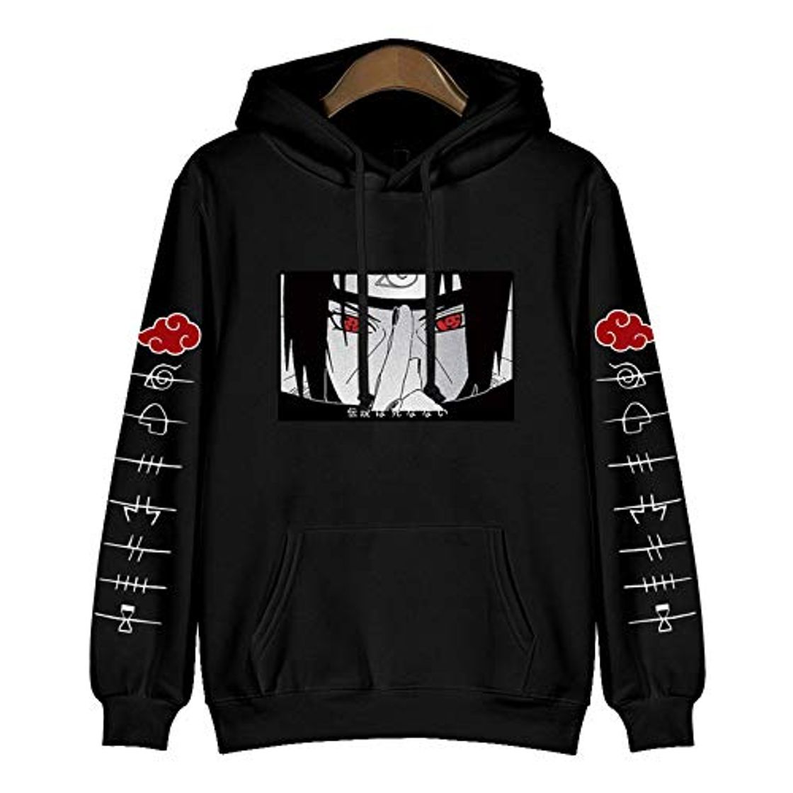 Social Yesgirl Fun Sudadera con Capucha Anime Naruto Sudadera Itachi Sasuke Kakashi Jersey De Algodón Ropa De Calle Sudaderas Cosplay Hombres Camisa Tops Casuales Negro 01 L