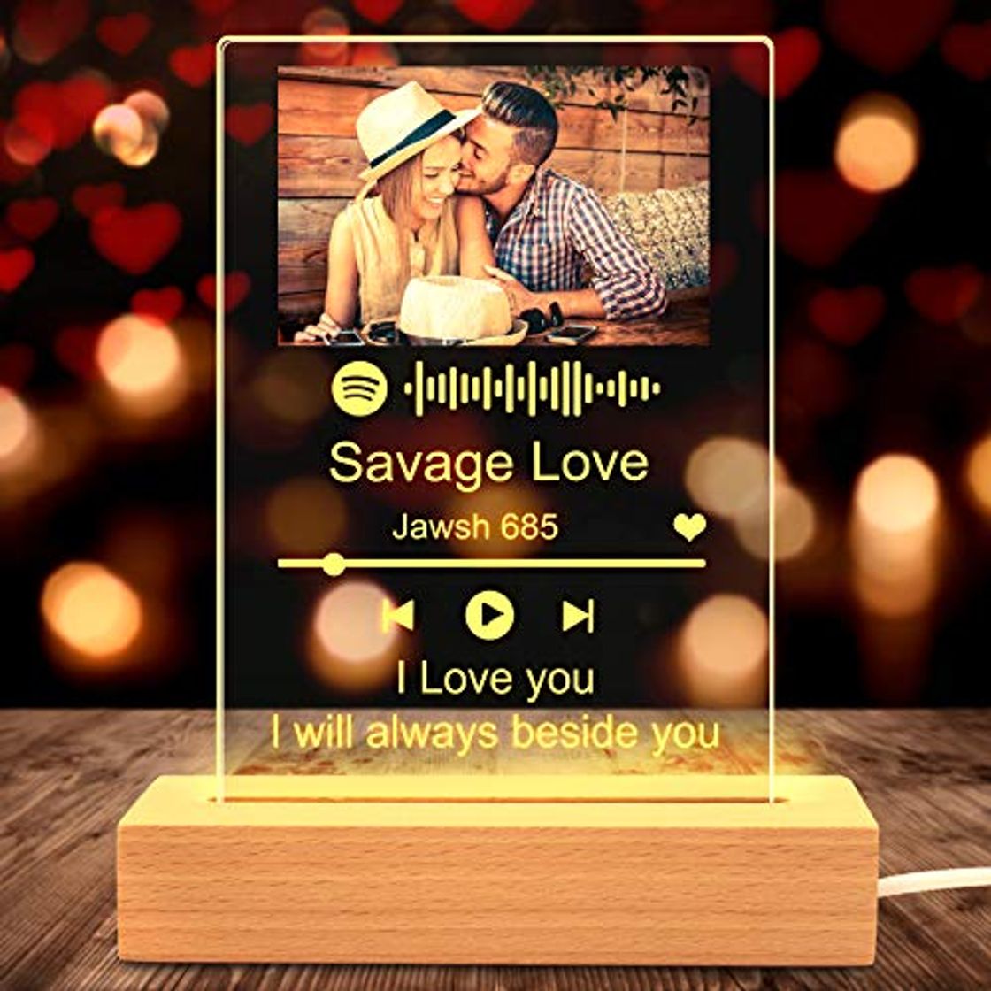 Home Placa Spotify Personalizada Cristal con Luz Soporte Placas de Spotify Personalizadas Cuadros Cancion Cuadro Gift for Mother's Day Room Decoration