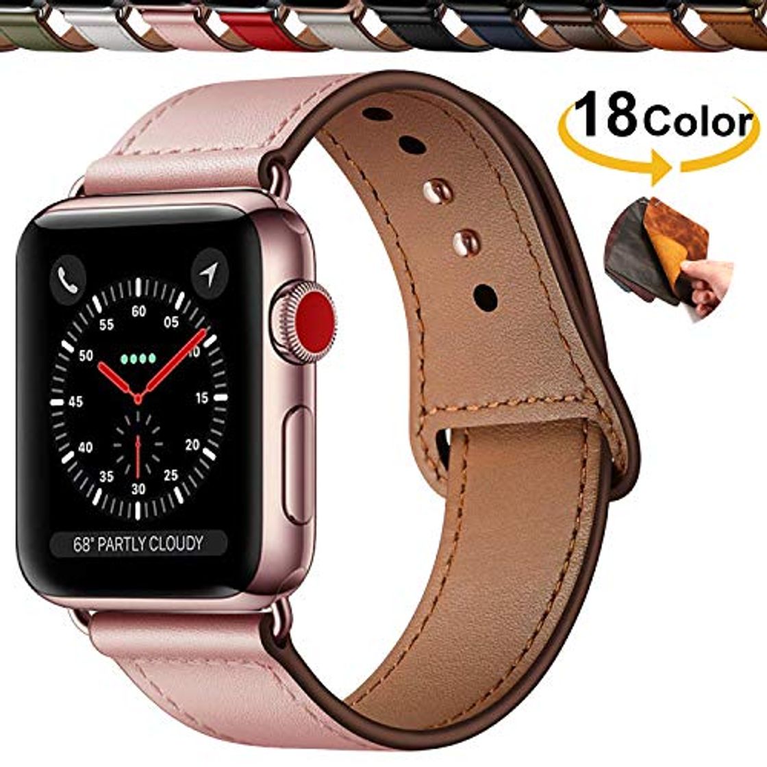 Social Qeei Compatible with Apple Watch Correa 38mm 40mm,Innovador Hebilla Piel Genuina Encubierto