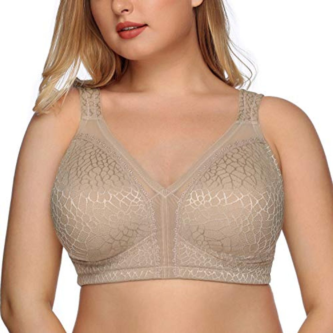 Social DotVol Mujer Sujetador Reductor Cobertura Completa Minimizador Cómodo Encaje Wirefree Non Acolchado Plus Talla Bra