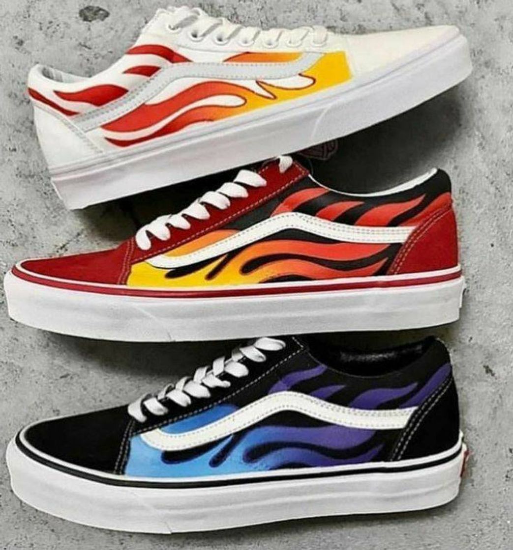 Social Vans old skool fire custom