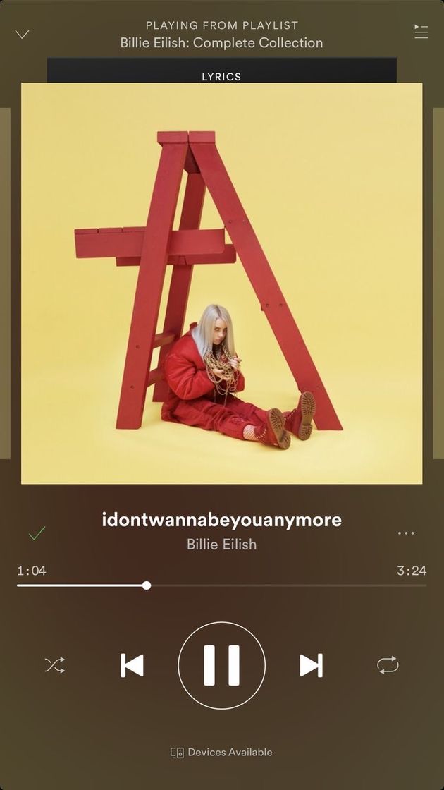 Canción idontwannabeyouanymore - Billie Elish