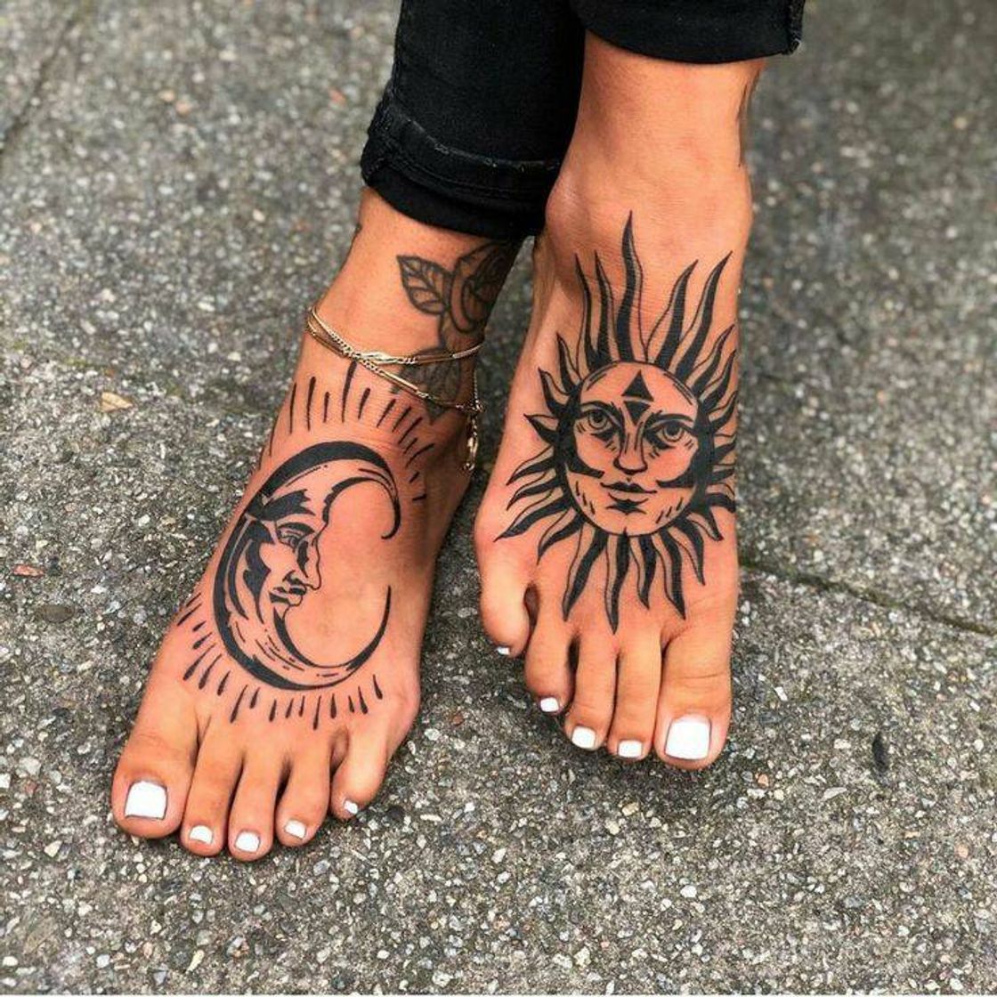 Fashion Tatto Sol e Lua 