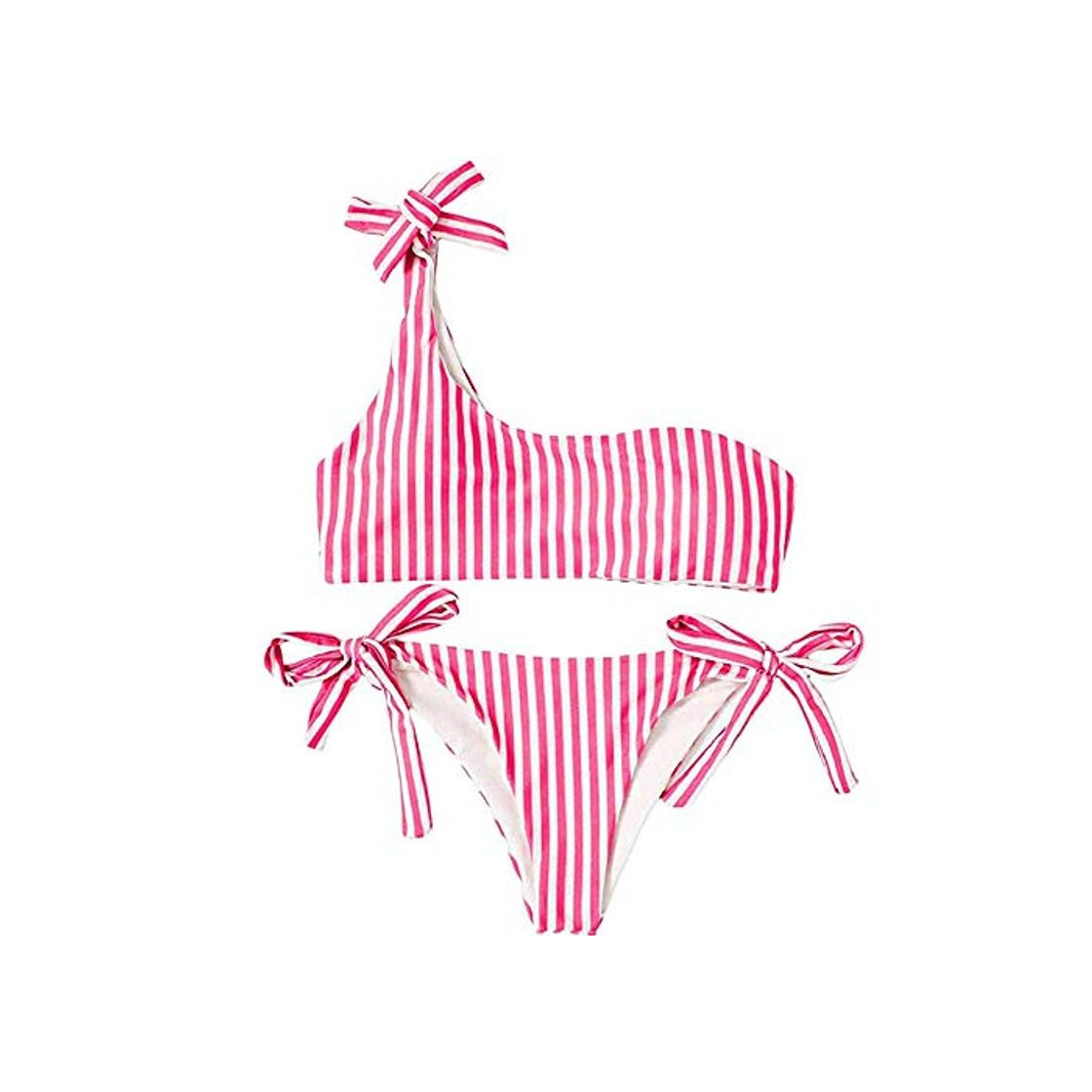 Social heekpek Bikini a Rayas Mujer Top Push Up Relleno Braga con Lazos Traje de Baño Playero Bañador de 2 Piezas Biquini Playa Tallas Grandes