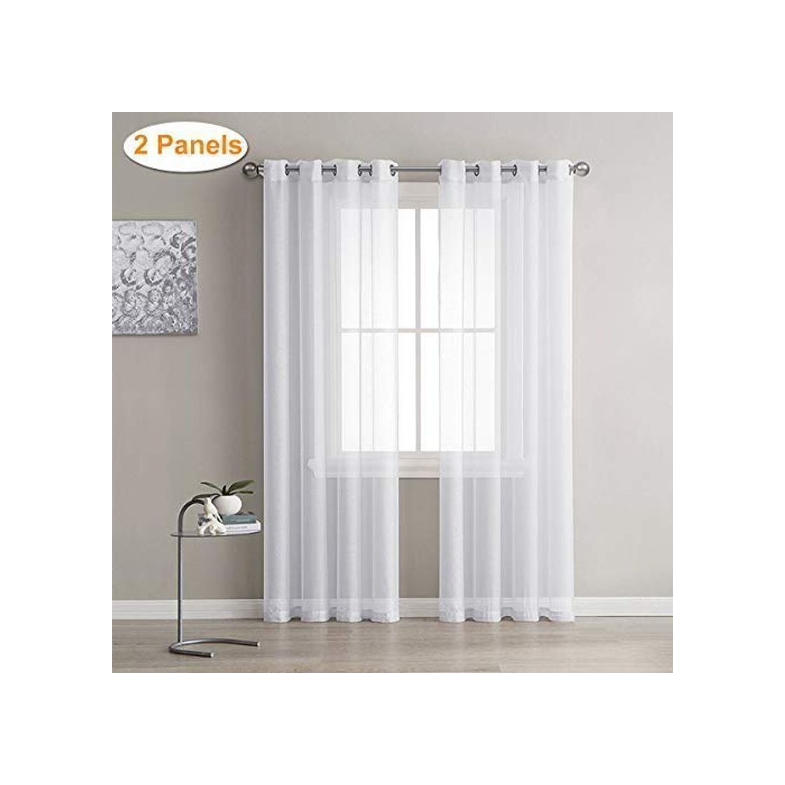 Producto lalafancy 2 Piezas Visillos para Ventanas Cortinas Transparente Suave con Ojales para