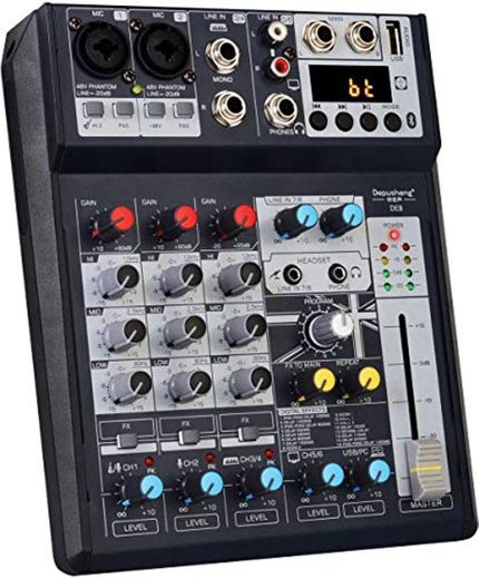 Depusheng DE8 Mini mezclador de DJ de sonido de 8 canales Consola
