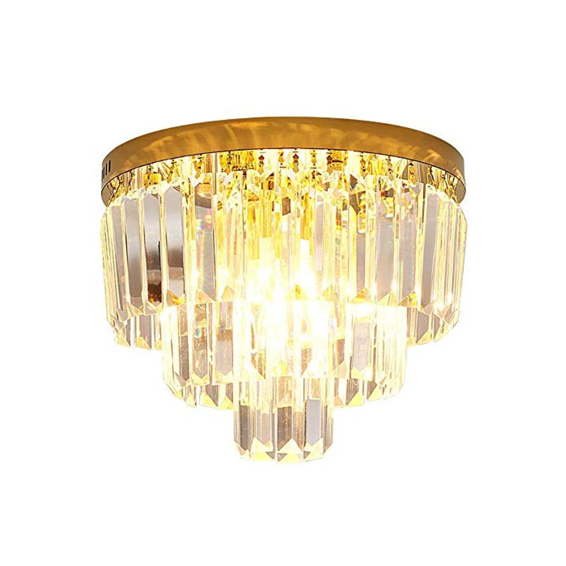 Home DFJU Luminária suspensa de Cristal Transparente, 6 lâmpadas G9 Redonda embutida no