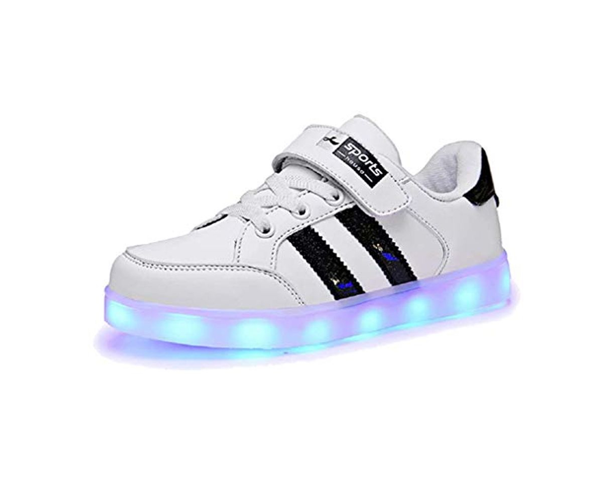 Fashion Axcer LED Zapatos Verano Ligero Transpirable Bajo 7 Colores USB Carga Luminosas Flash Deporte de Zapatillas con Luces Los Mejores Regalos para Niños Niñas Cumpleaños de Navidad Reyes Mango