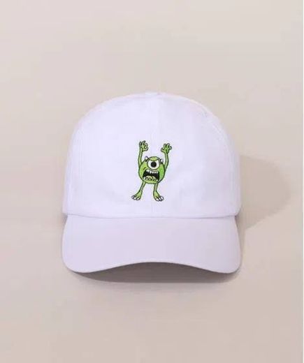 boné masculino aba curva com bordado mike wazowski branco