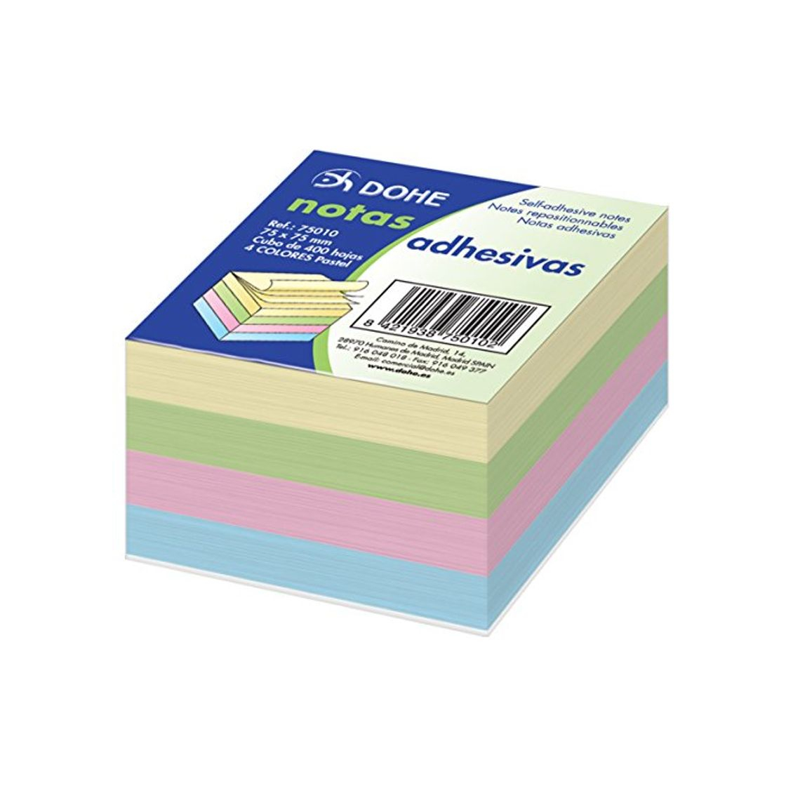 Social Dohe 75010 - Pack de 400 cubos de notas adhesivas