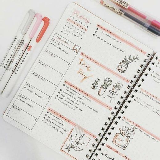 Bullet journal - dias da semana