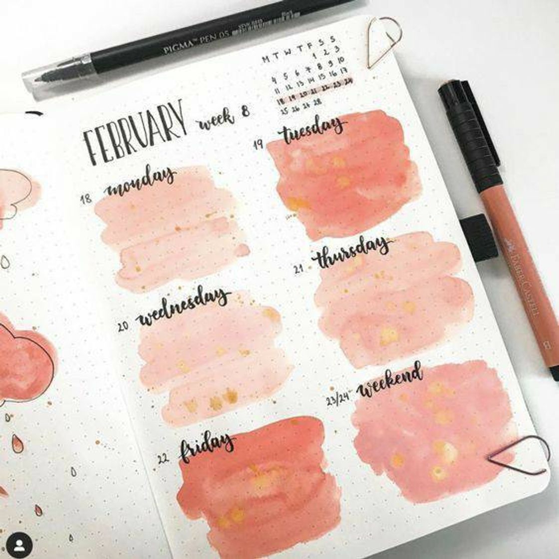 Moda Bullet journal - dias da semana 