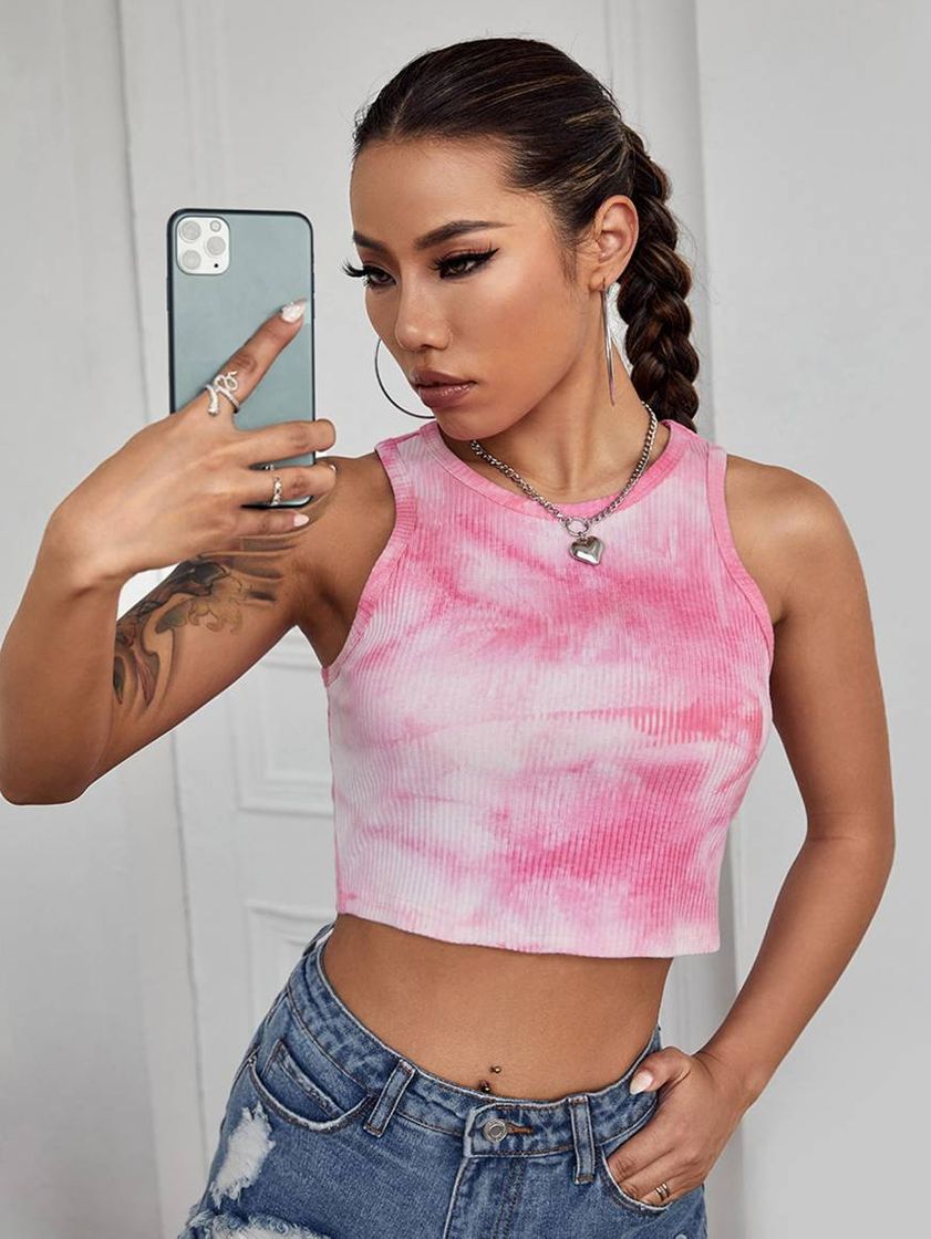 Fashion cropped tie dye rosa💌