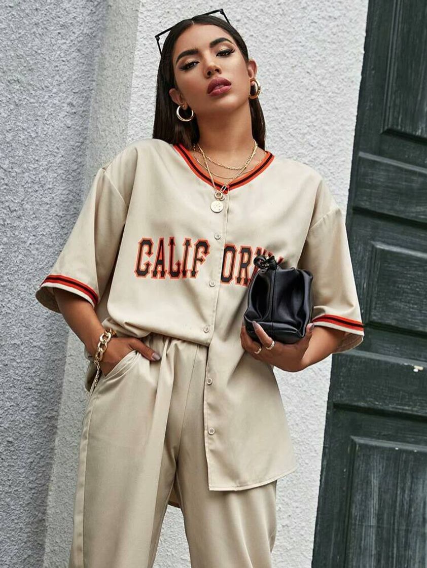 Social Contrast Striped Letter Graphic Top