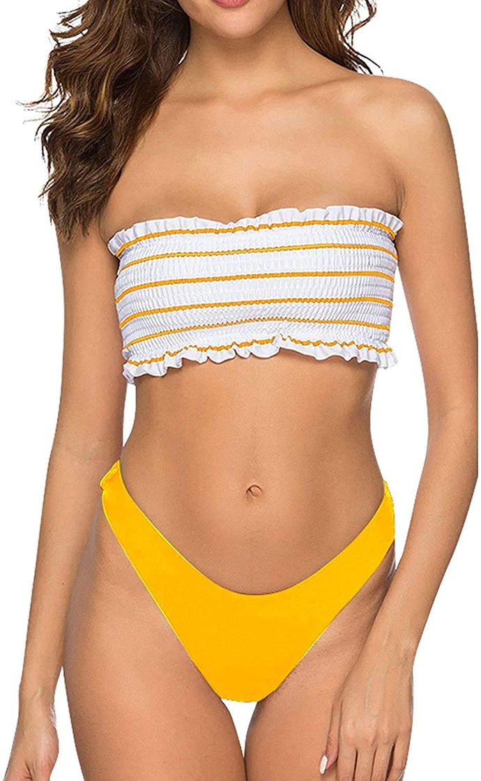 Fashion JFan Mujer Bikini Bandeau de Rayas Bralette Traje de Baño de Tubo