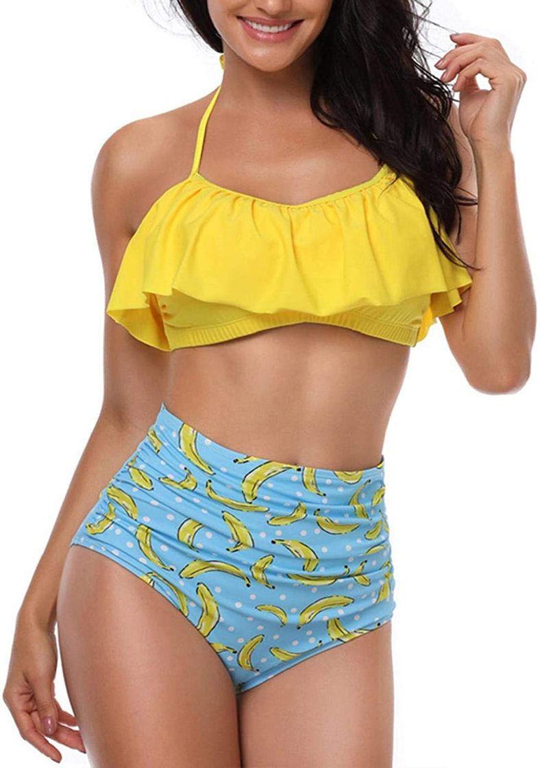 heekpek Bikini Mujer con Volantes Halter Top Relleno Cintura Alta Biquini Tallas