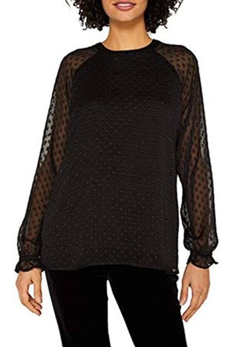 Fashion Esprit 129ee1f015 Blusa, Negro