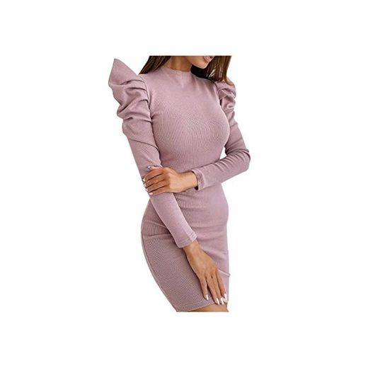 SUNNSEAN Vestidos Invierno Mujer Casual 2021 Moda Mujeres Sexy Solid Puff Manga Manga Larga Mangas Half High Collar Vestido Apretado