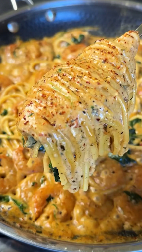Social Receta Pasta cremosa con Gambas